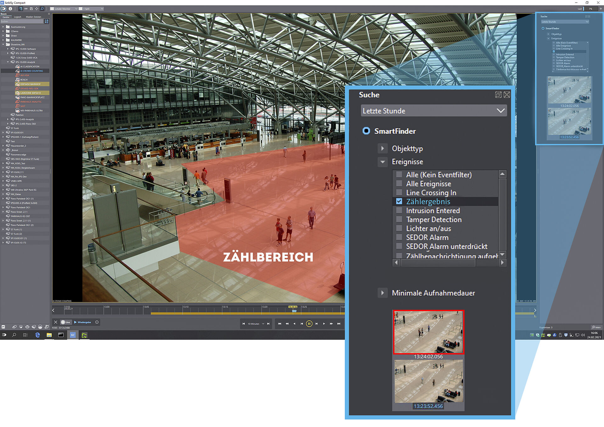 Video Management System Screenshot Suche Eventtyp
