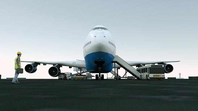 Aircraft on apron