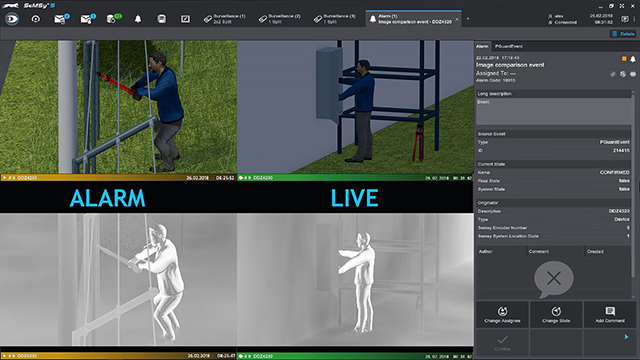 Software de videovigilancia: Alarma simultánea e imagen LIVE