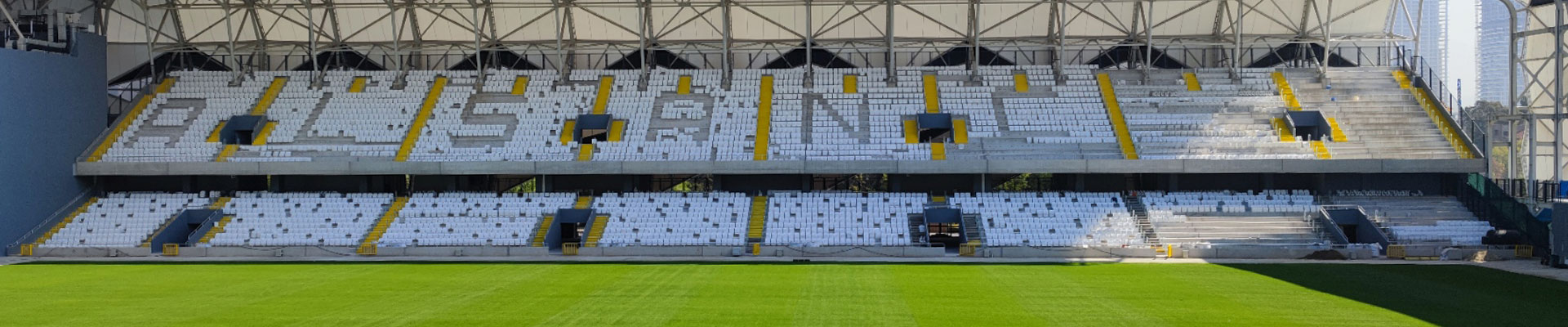 Panoramic view of the seats at the Alsancak Stadium.