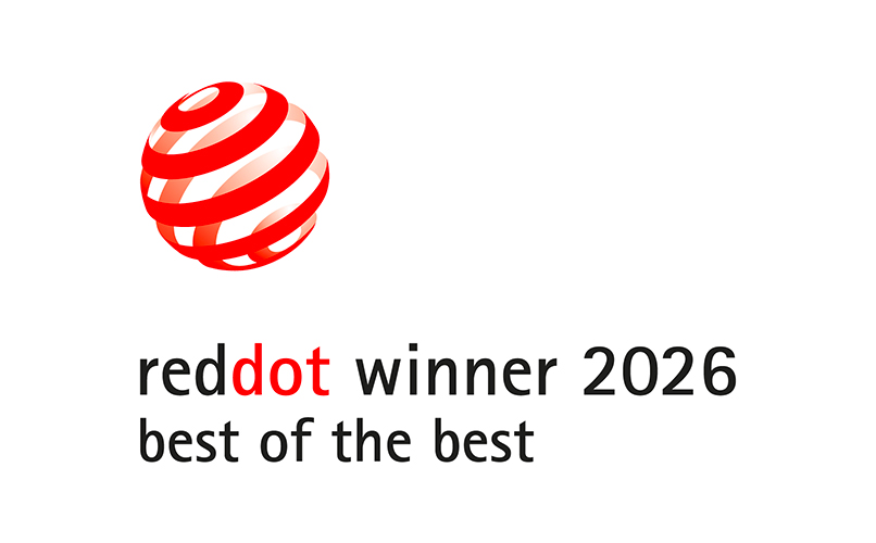 Red Dot logo indicating a winner in 2026, accompanied by the text "reddot winner 2026 best of the best.